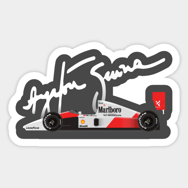 Ayrton Senna's McLaren Honda MP4/6 Illustration Sticker by Burro Wheel